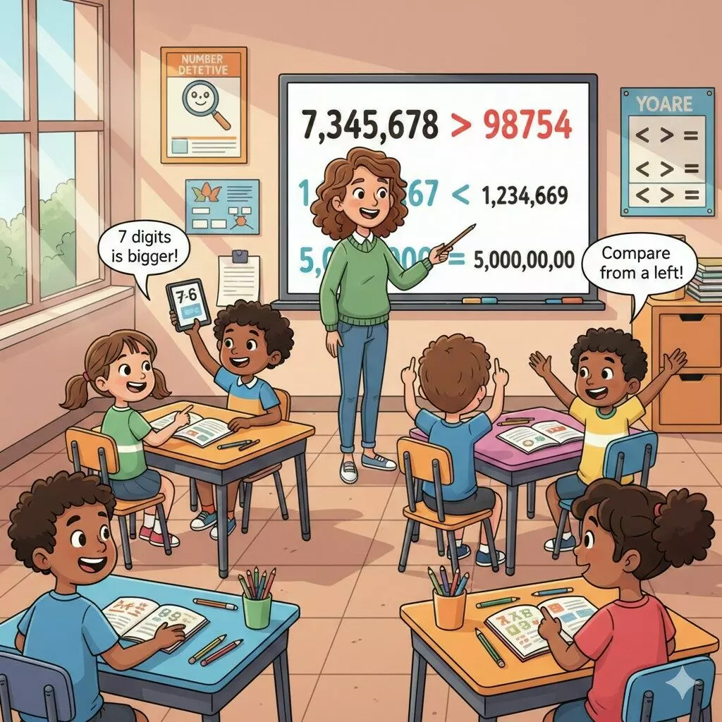 Compara números de 7 y 6 cifras